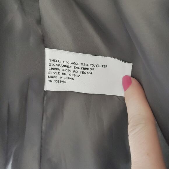 Tulle | Wool Blend Herringbone Pattern Contrast Trim Blazer - Picture 8 of 8